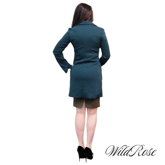 DVF DIANE VON FURSTENBERG Green Snap Trench Jacket SZ 4 - Picture 6 of 17